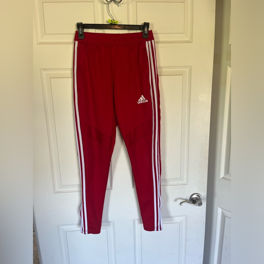 Adidas Track Pants men’s size:S color:Red with white stripes.
